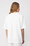 Önü Taşlı Kısa Kollu Ekru Kadın T-shirt 36300-2Y4