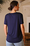 KISA KOLLU BİSİKLET YAKA  LACİ  KADIN T-SHİRT S0015567-2Y4