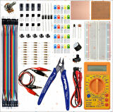 BREADBOARD TEMEL ELEKTRONİK SETİ +DT830D MULTİMETRE + YANKESKİ