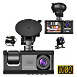 1080P Ön-Arka 3 Kameralı 1.2”HD Ekran ve G Sensörlü Akıllı Araç Kamerası -S1-