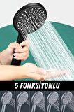 Siyah Duş Seti Lüks 5 Fonksiyonlu Ayarlanabilir Dayanıklı Banyo Duş takımı