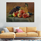 Harita Sepeti Masa Üstündaki Meyveler Yağlı Boya Görünümlü Tablo-1233