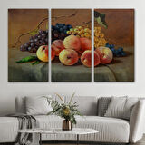 Harita Sepeti Masa Üstündaki Meyveler Yağlı Boya Görünümlü Tablo-1233