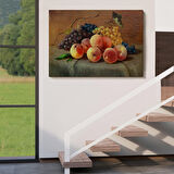 Harita Sepeti Masa Üstündaki Meyveler Yağlı Boya Görünümlü Tablo-1233