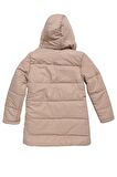 Çıtçıt Cep Detaylı Kürksüz Kapüşonlu Bej Kız Çocuk Mont