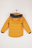 Captain Nakışlı Kürklü Kapüşonlu Erkek Çocuk Safran Sarı Şişme Mont