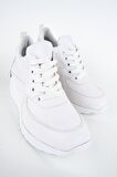 Modabuymus Beyaz Dolgu Topuklu Sneaker Bağcıklı Spor Ayakkabı - Pily