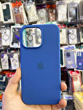 İPHONE 15 PRO UYUMLU LOGOLU LANSMAN İÇİ KADİFE KILIF GECE MAVİSİ