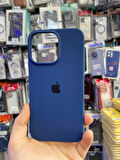 İPHONE 15 PRO UYUMLU LOGOLU LANSMAN İÇİ KADİFE KILIF LACİVERT