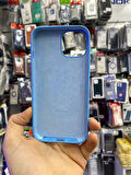 İPHONE 14 UYUMLU LOGOLU LANSMAN İÇİ KADİFE KILIF BULUT MAVİSİ