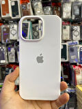 İPHONE 13 UYUMLU LOGOLU LANSMAN İÇİ KADİFE KILIF FİL DİŞİ BEYAZI