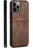 İPHONE 13 PRO MAX UYUMLU RCH BSS DERİ KARLIKLI KILIF KAHVERENGİ