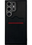 SAMSUNG S24 ULTRA UYUMLU RCH BSS DERİ KARLIKLI KILIF SİYAH