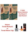 NATURA BALANCE SAÇ BOYASI 8 AÇIK KUMRAL BAKIR 2 ADET + KALYON TIRNAK BESLEYİCİ VE BAKIM YAĞI