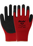BEYBİ PL9 POLYESTER ÖRME LATEKS ELDİVEN KIRMIZI/SİYAH NO:10 288 ADET