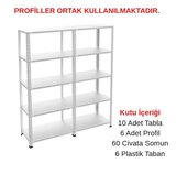 5 Katlı Duble Galvaniz Çelik Raf - Depo, Arşiv, Kiler, Dosya, Market Rafı 43x93 cm-100 cm-0.70 mm