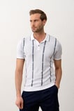 Erkek Slim-Fit Polo Yaka İnce Triko T-shirt Beyaz