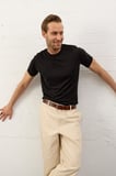 Erkek Çizgili Bisiklet Yaka Slim-Fit İnce Triko TişörtSiyah