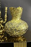 Dekoratif Gümüş Kuş Tüy Model Tombul Vazo 33*30 Cm