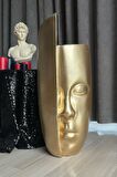 Dekoratif Gold Yarım Yüz Büyük Boy Vazo 40*16 Cm