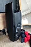 Dekoratif Siyah Yarım Yüz Büyük Boy Vazo 40*16 Cm