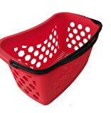 2 Adet Fasulye Tipi Plastik Alışveriş Sepeti - Market El Sepeti Kırmızı