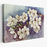 Harita Sepeti Beyaz Erik Çiçekleri Duvar Tablosu-1234