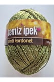 Zeytin Yeşili Simli Kordonet Altın/sarımsı simli parlaklık