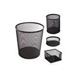 Ark Metal Perfore Ofis Seti 4'Lü (Çöp kovası+3 lü masa üstü set)