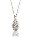 Vintage Cameo Erkek Kadın Kolye Antik Gümüş Kaplama - 60 cm Düz Zincir