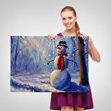 Harita Sepeti Ormanında Güneş Işınlarıyla Aydınlatılan Kardanadam Tablosu-1239