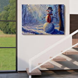 Harita Sepeti Ormanında Güneş Işınlarıyla Aydınlatılan Kardanadam Tablosu-1239