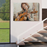 Harita Sepeti Gitar Çalan Kız Duvar Tablosu-1241