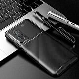 Smcase Xiaomi Mi10T Pro Kılıf Negro Karbon Dokulu Silikon  Tam Kapatan Nano Ekran Koruyucu