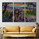 Harita Sepeti Ormandaki Yavru Fil ve Anne Fil Tablosu-1242