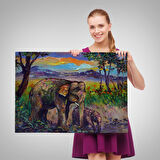 Harita Sepeti Ormandaki Yavru Fil ve Anne Fil Tablosu-1242