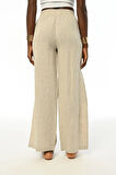 KADIN RAHAT KALIP BOL PAÇA BELİ LASTİKLİ TAŞ İŞLEMELİ NATUR PANTOLON