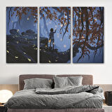 Harita Sepeti Ağaçlardan Düşen Parlak Yaprakları Toplayan Kadın Tablosu-1243