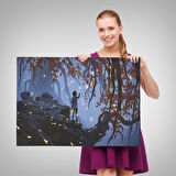 Harita Sepeti Ağaçlardan Düşen Parlak Yaprakları Toplayan Kadın Tablosu-1243