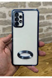 SAMSUNG A13 4G UYUMLU OMEGA LAZER KESİM YUMUŞAK KILIF KAMERA KORUMALI ŞIK TASARIM SİLİKON ŞEFFAF KENAR MAVİ