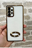 SAMSUNG A33 4G UYUMLU OMEGA LAZER KESİM YUMUŞAK KILIF KAMERA KORUMALI ŞIK TASARIM SİLİKON ŞEFFAF KENAR GOLD