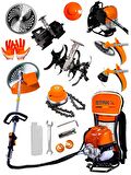 Benzinli Çim Ot Çayır Biçme Sırt Tırpan + Arazi Full Takım Set Toprak Eşeleme + Akrobat Çapa Aparatı