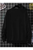 Erkek Siyah Boston Baskılı Oversize Sweatshirt