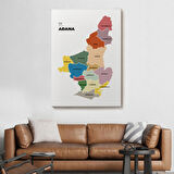 Harita Sepeti Adana İli ve İlçeler Haritası Dekoratif Kanvas Tablo 1246