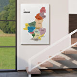 Harita Sepeti Adana İli ve İlçeler Haritası Dekoratif Kanvas Tablo 1246