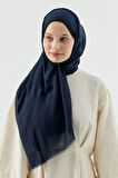 Aminenesil Modakaşmir İnce Pamuk Şal Koyu Lacivert Renk