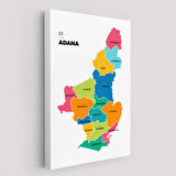 Harita Sepeti Adana İli ve İlçeler Haritası Dekoratif Kanvas Tablo 1248