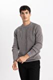 DeFacto Standart Fit Normal Kesim Bisiklet Yaka Basic Düz Triko Kazak A8458AX24SPGR308