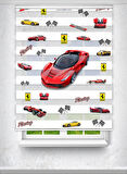 Ferrari Arabalı - Çocuk Odası Perdesi - Baskılı Zebra Stor Perde
