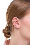 Kadın Gold Pembe Zirkon Gül Ve Kelebek Earcuff Küpe